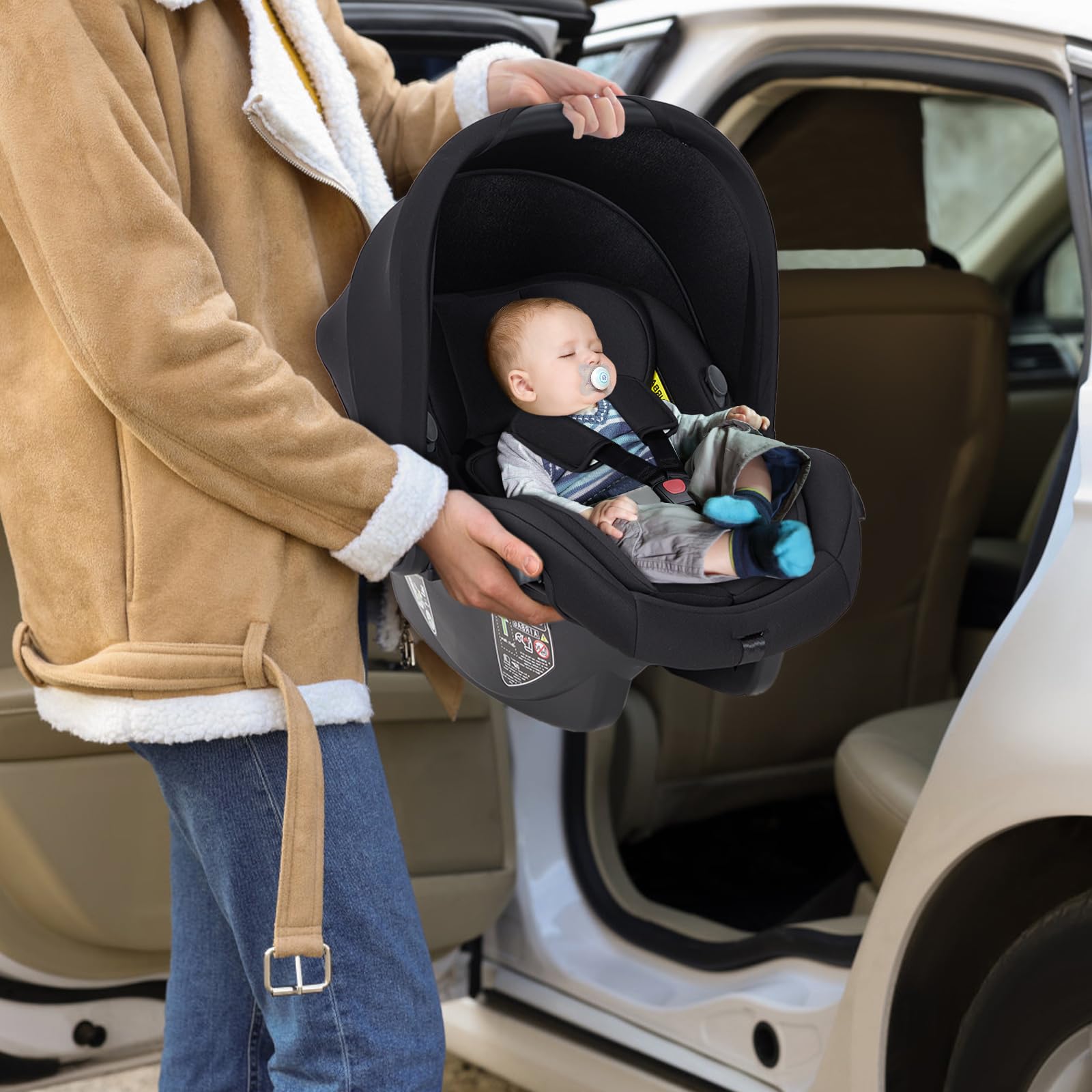 kinderwagen 3 in 1, KombiKinderwagen Set up to 26 kg, Buggy mit Babywanne & Babyschale – einhändig faltbar, Liegefunktion, wendbarer Sitz, leichtes Gestell, Großes Verdeck, Regenschutz
