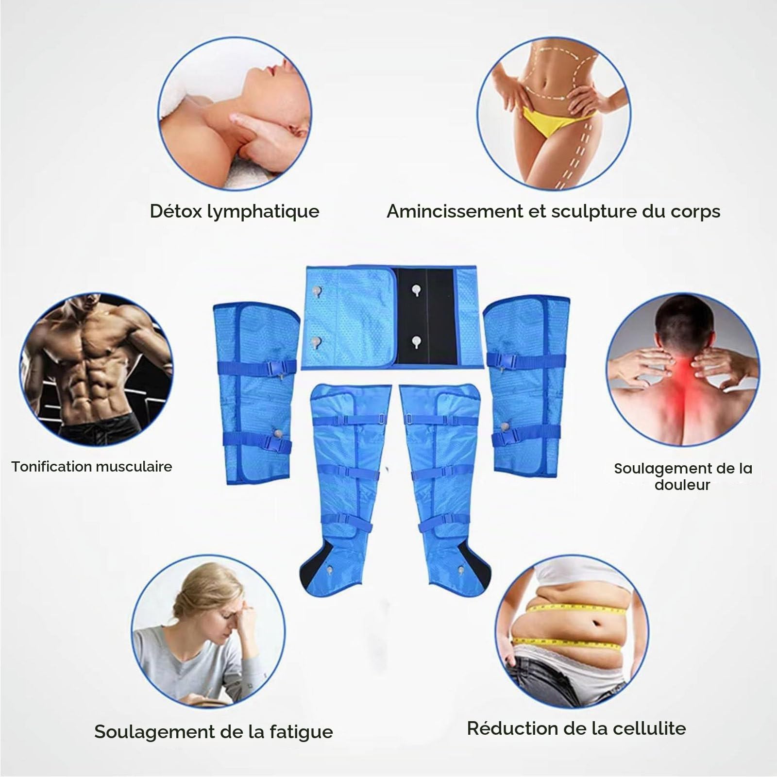 électrique Tout Le Corps Pressothérapie Massage, Appareil Massage Drainage Lymphatique, Perte De Poids Masseur Pour Différentes Parties Du Corps, Y Compris Jambes, Pieds, Taille Et Bras