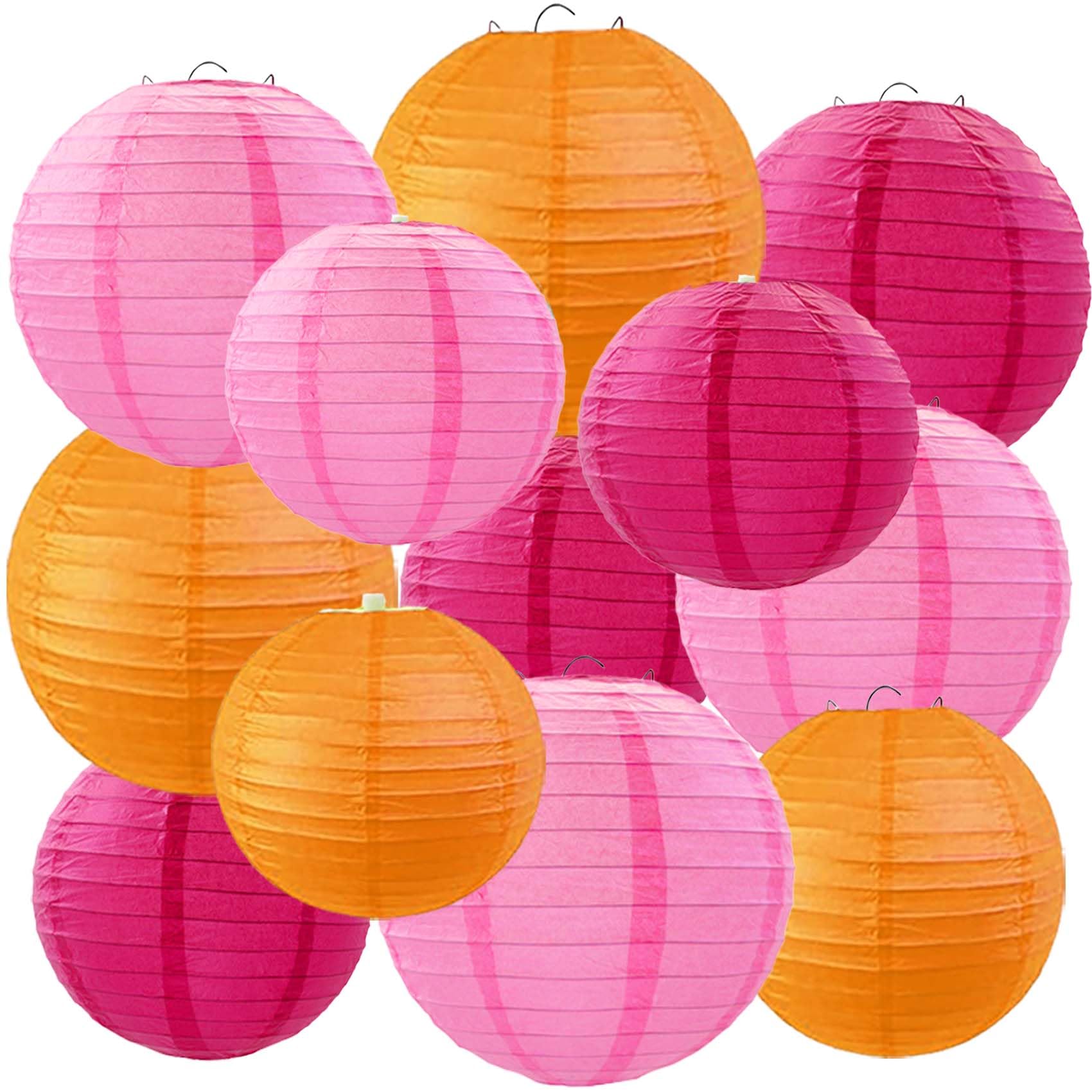 prxififeq Pink Orange and Hot Pink Paper Lanterns 12Pcs Hanging Round Paper Lanterns Decorative for Graduation Baby Shower Wedding Birthday Family Parties ?