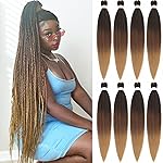Alrence Pre Stretched Braiding Hair Long Braid 26 Inch 8 Packs Professional Braiding Hair Extensions Synthetic Crochet Twist Braids (26 Inch, 1B/30/27)