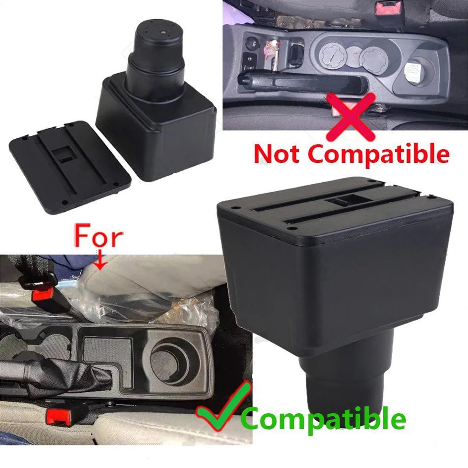 Poggia braccio Auto Per Ford EcoSport 2018-2024 Bracciolo Box Auto Bracciolo Box Portaoggetti Bracciolo console centrale(C Black white NOUSB)