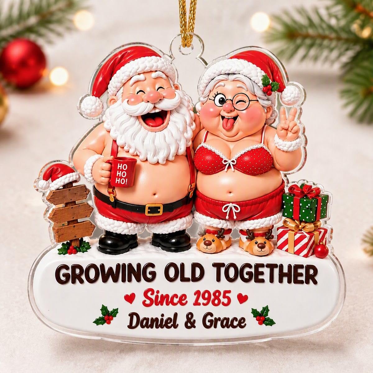 Personalised Growing Old Together Christmas Baubles, Gift for Couples Xmas — image 1
