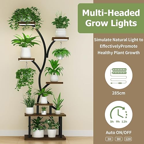 Miniatura 3 de Soporte para plantas de interior con luces de crecimiento, estante de plantas de interior de 7 niveles, soporte para plantas de 62.8 pulgadas con