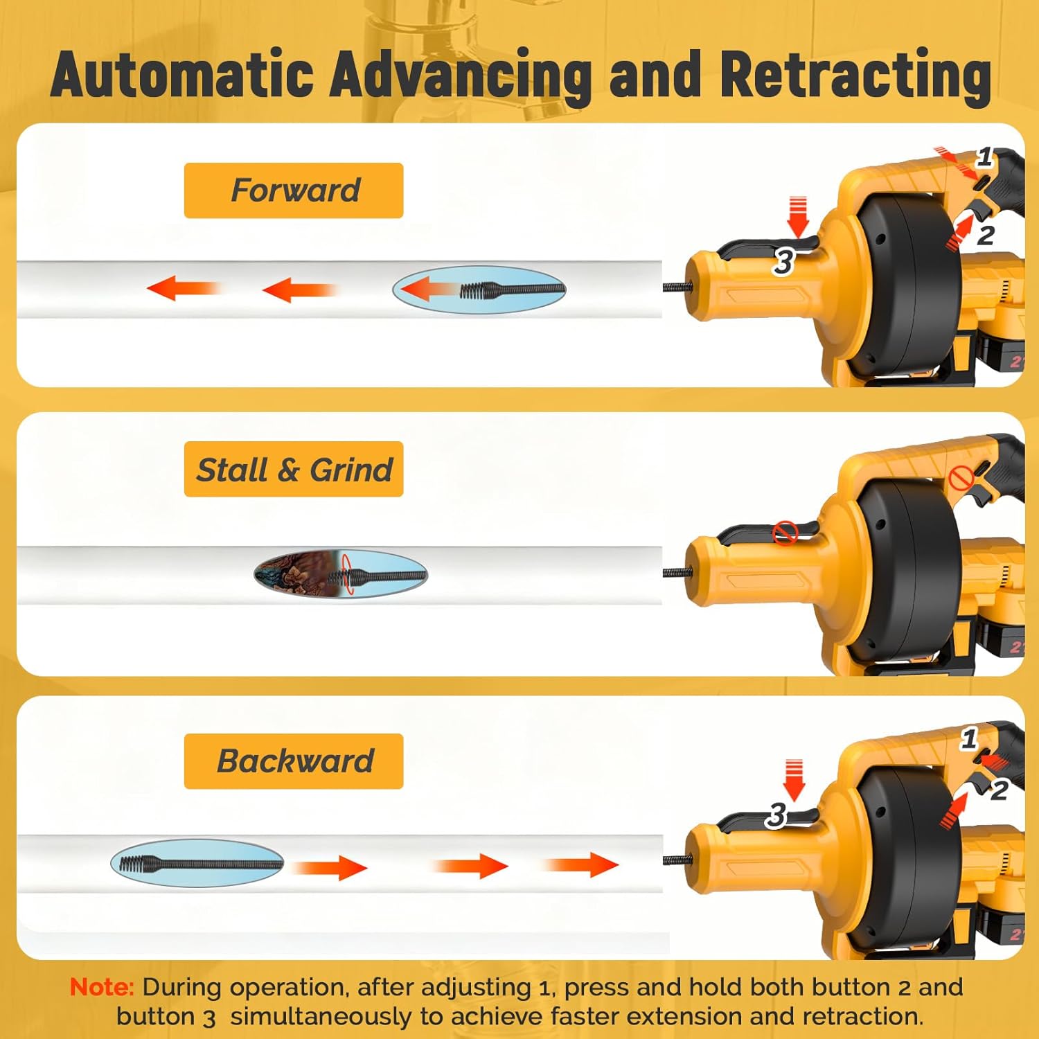 Electric Drain Auger,21V Cordless Drain Snake,25Ft Auto-Feed Snake Drain Hair Removal Tool with 2.0Ah Battery,Sink Snake Drain Cleaner for Sewer,Toilet,Kitchen,Shower 3/4"-2.95" Pipes(Bag&Gloves&Rag）
