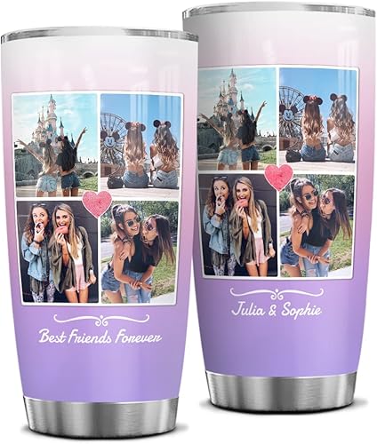 Wassmin Vaso personalizado personalizado con texto en imagen, acero inoxidable, 20 onzas, 30 onzas, taza de viaje aislada con fotos, regalos para