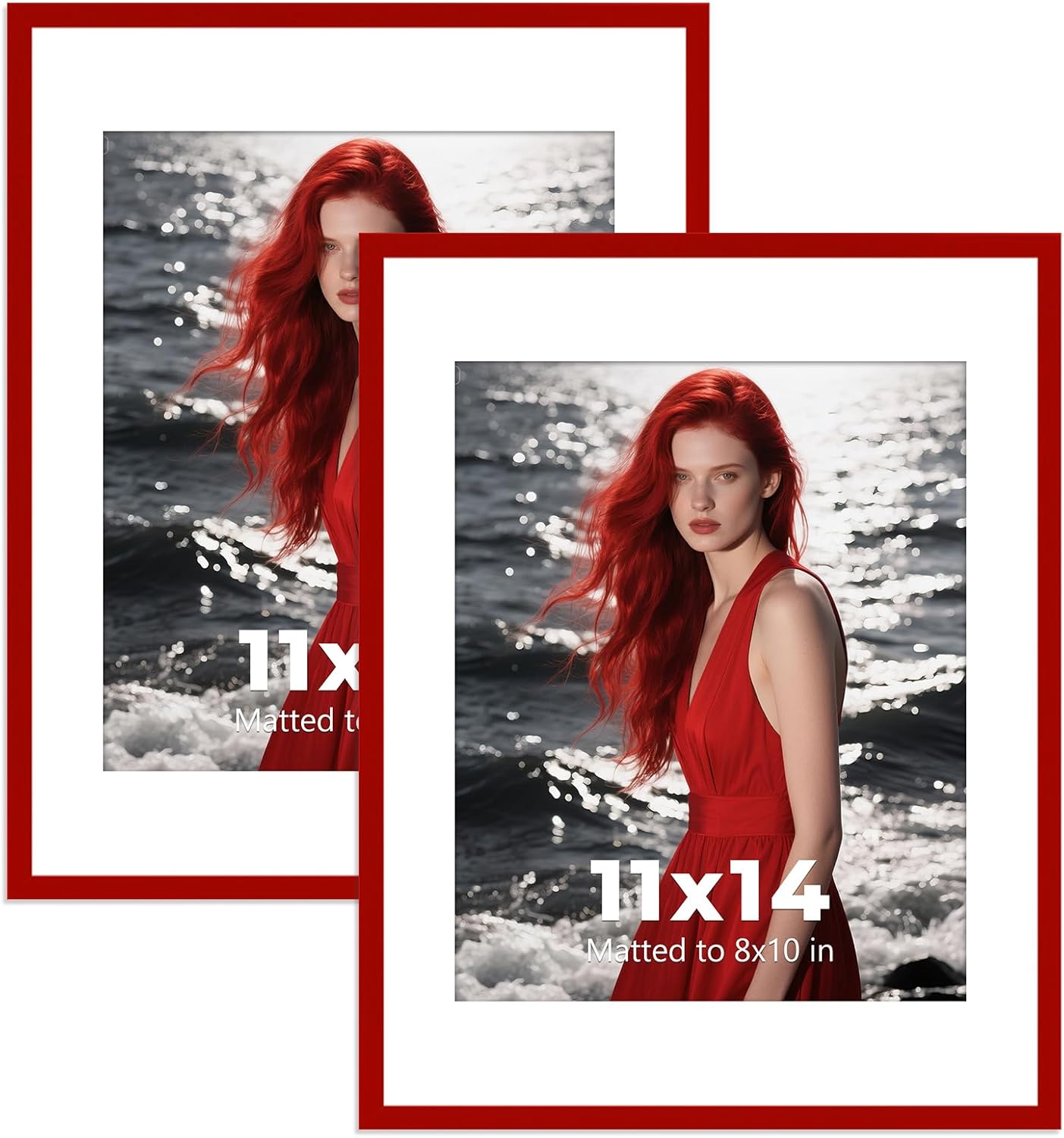11x14 Red Picture Frame 2 Pack, High-Gloss Poster Frame for Photos, Posters & Art Prints, Vertical & Horizontal Wall Hanging or Tabletop Display, Home Decor
