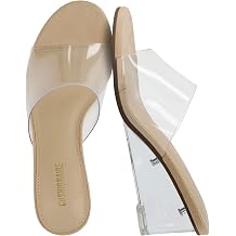 CUSHIONAIRE Womens Gloss Lucite Wedge Heel Mule Sandals +Memory Foam, Wide Widths Available