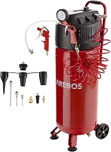 Arebos 50L Druckluftkompressor 1500W | 10 bar Kompressor stehend | 240 L/min Ansaugleistung | Ölfrei & leistungsstark | in…