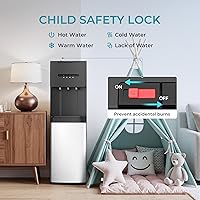 Vista 5 de EUHOMY Bottom Loading Water Cooler Dispenser for 5 Gallon Bottle, 3 Temperature Settings – Cold, Warm & Hot, with Child Lock, LED Display Light