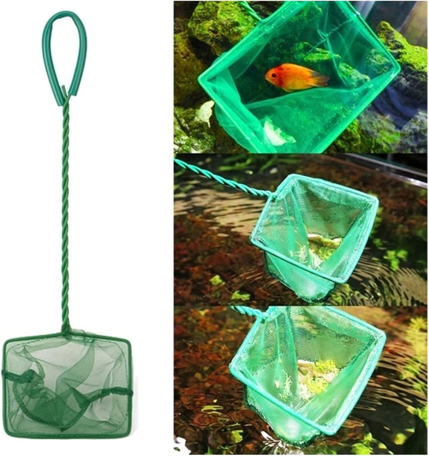 Foldable and Retractable Fishing net Long Handle Square Aquarium Fishing Net Landing Net for Fish Floating Objects Crab Net Fishing Rod Dryer Hand Net Easy to Carry and Storage