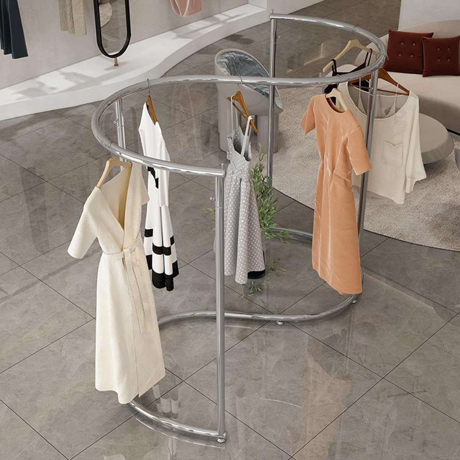 Porte-vêtements en forme de S présentoir métal pour aménagement de magasin de prêt-à-porter