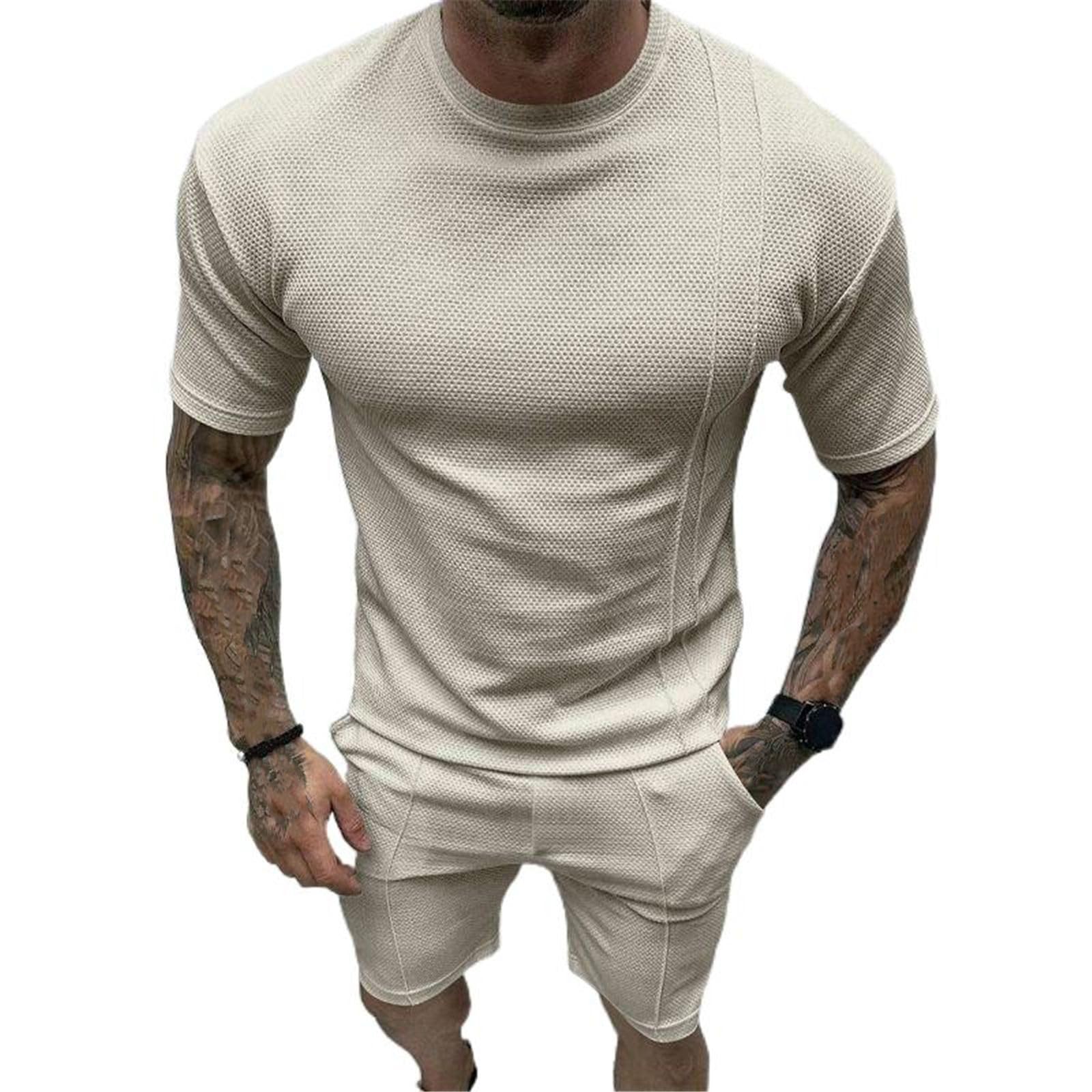 MORISTE Męski zestaw rekreacyjny o regularnym kroju, szybkoschnący, oddychający, lekki T-shirt i szorty, odzież letnia