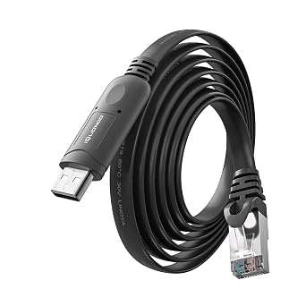 USB to RJ45 Console Cable Black - Certified FTDI Chip | Plug & Play for Routers/Switches 6ft - NOT Ethernet!