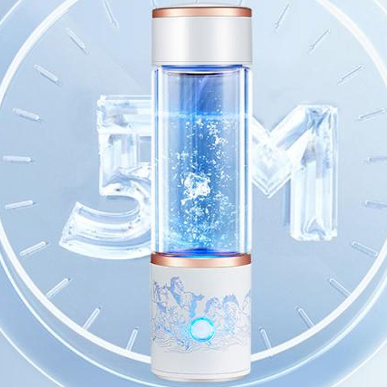 Générateur de Bouteille D'eau D'Hydrogène de 350 Ml, Ioniseur D'eau en Verre de 5000 Ppb, Tasse de santé en Verre D'eau Riche en Hydrogène pour la Maison, le Bureau, les Voyages,