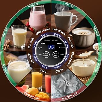 8 IN 1 Nut Milk Maker Machine, 40OZ Capacity Homemade Almond, Oat, Coconut, Plant Based Milks& Non Dairy Beverages, Automatic Pure Copper Motor Soy Milk Maker Blender with Delay Start/Boil Water