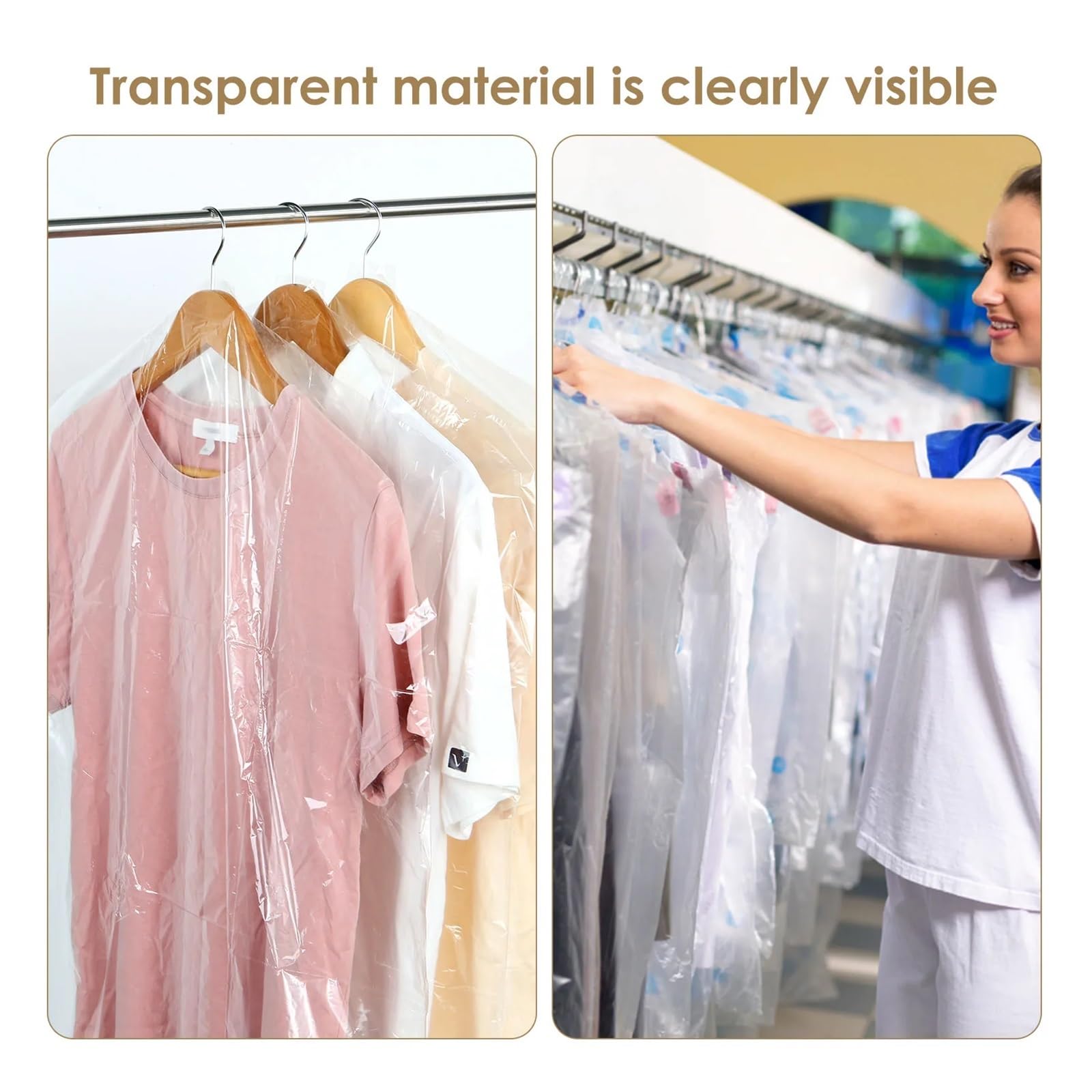 fundas para ropa 60Pcs Clothes Dust Cover Clear Garment Hanging Protector Bag Transparent Fully Enclosed Waterproof Suit Coat Storage