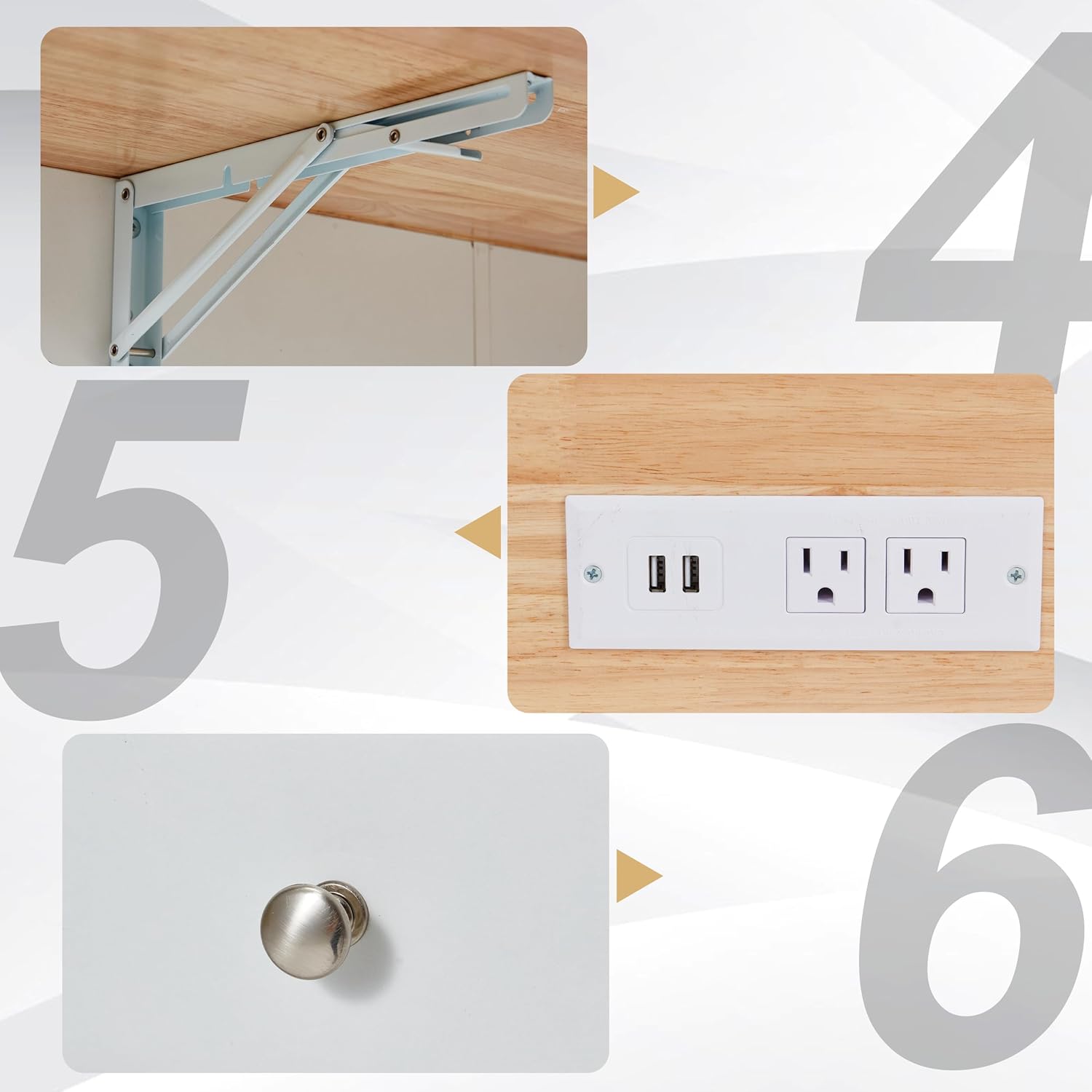 HOMREST 47.5" Rolling Kitchen Island with Power Outlet, USB Ports, Mobil Storage Cart with Drop Leaf, Rubber Wood Countertop, Islands Table with Wheels, Storage Cabinet for 10 Gallon Trash Bin, White