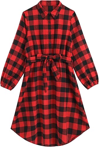 Miniatura 3 de AWIBMK Trajes familiares a juego para Navidad, color verde y rojo, a cuadros, vestidos para mamá e hija, otoño, invierno, Navidad, trajes familiares