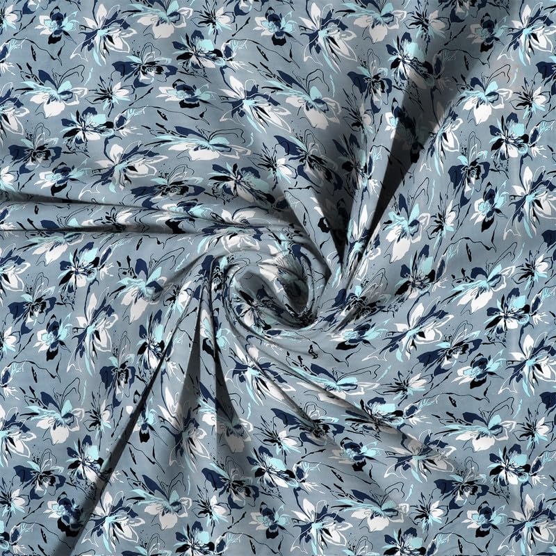 Image of la' amour Cotton Flat Double Bedsheets with 2 King Size Pillow Covers | Double Bed Breathable | Wrinklefree | Ultrasoft 180-220 tc Supersoft Floral | 90x90 Inches, Grey & Black