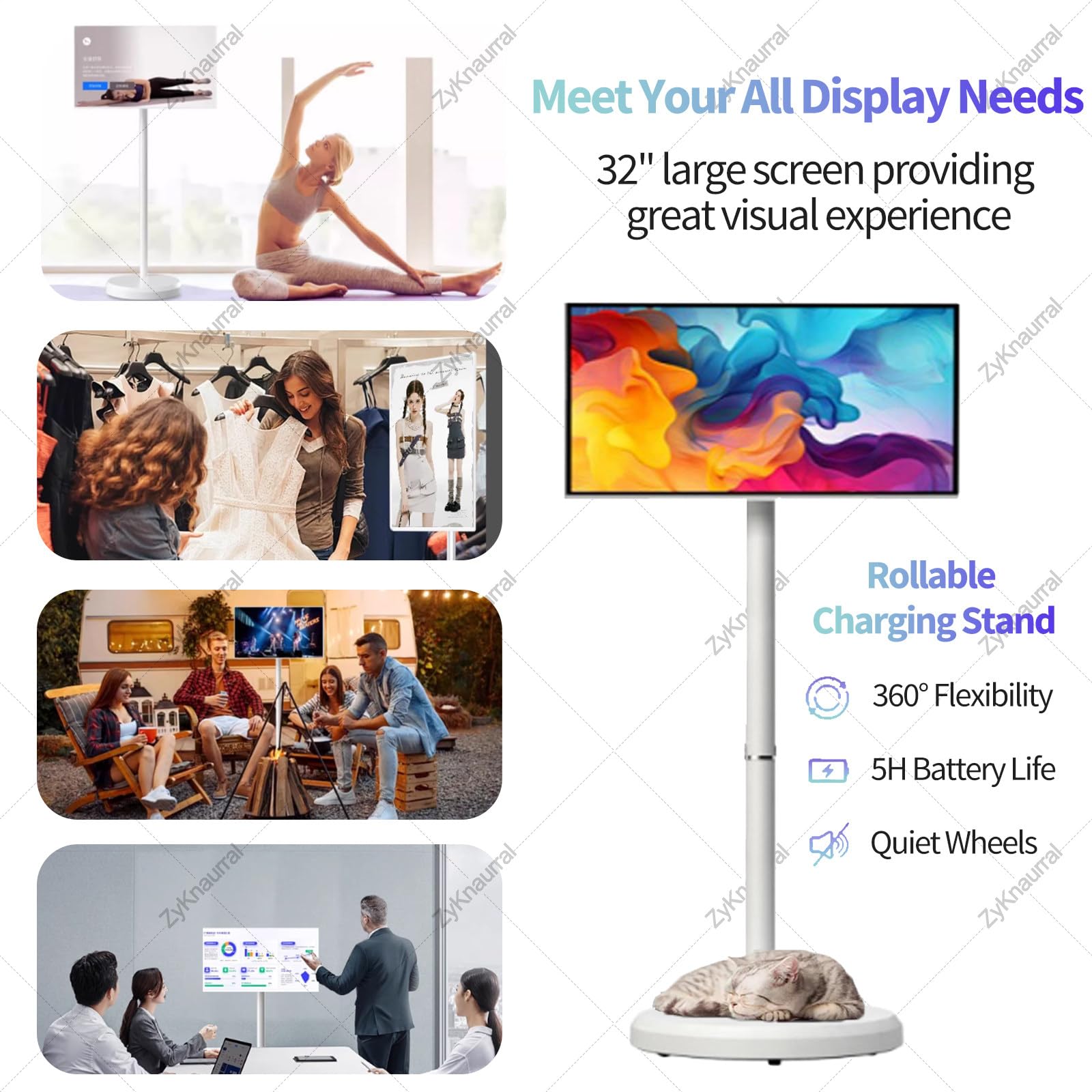 Smart TV portatile con touch screen FHD, sistema operativo Android, CPU Octa-Core, doppio altoparlante, lunga durata della batteria per casa e viaggio