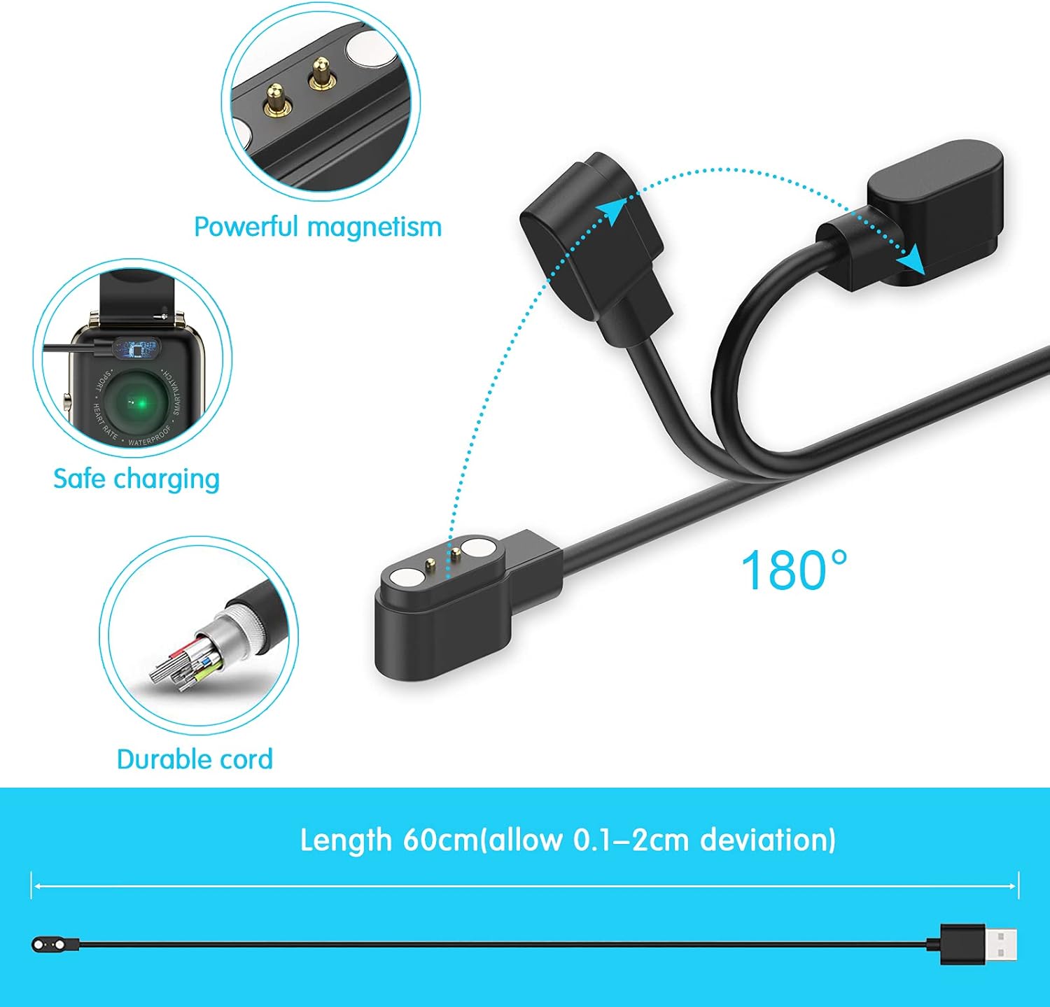 KALINCO Smart Watch Charging Cable for P22 Smartwatches Portable Magnetic Watch Charger : Cell Phones & Accessories