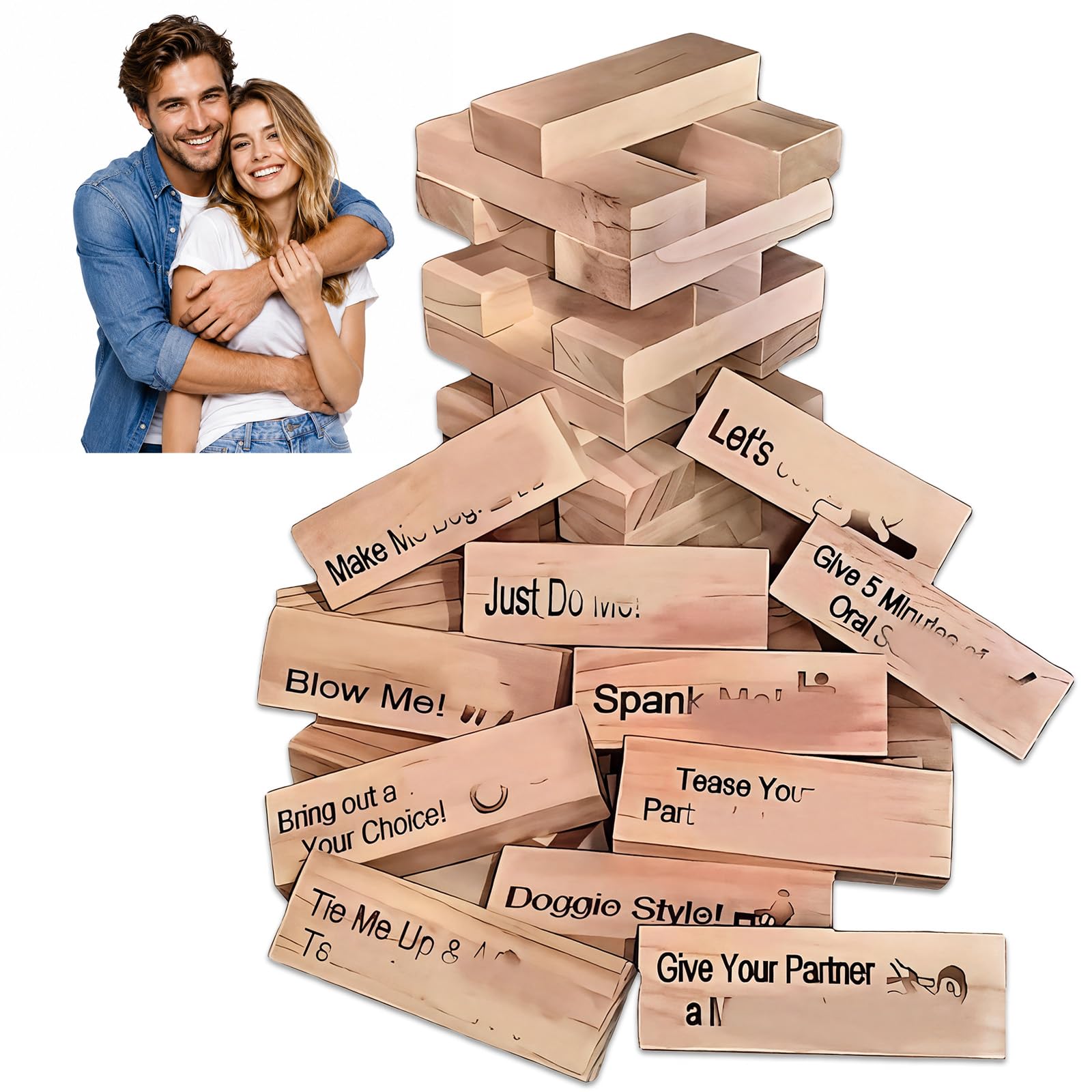 ERQUET 48 Pcs Lust Tower Adult Stacking Game for Couples Date Night Parties