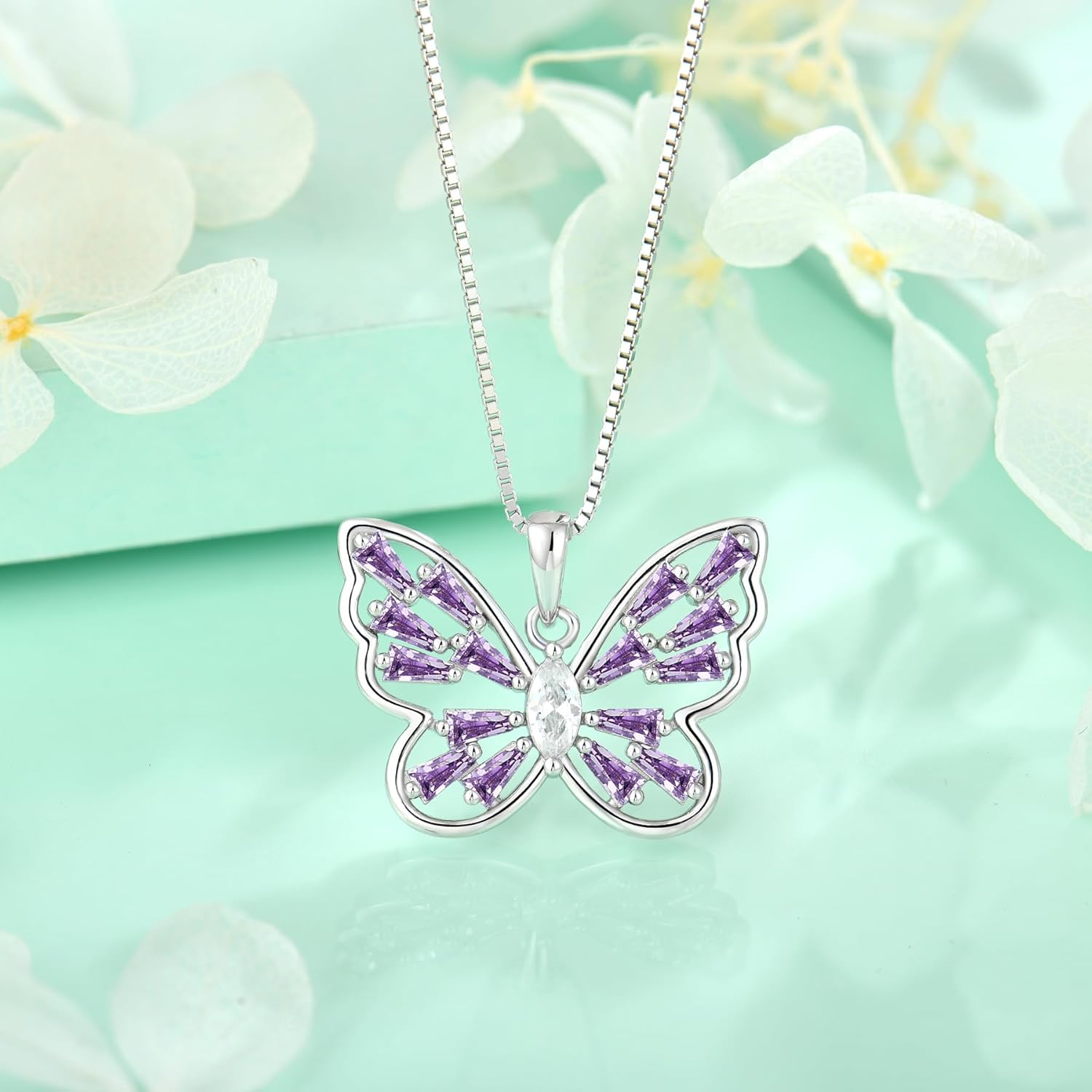 STARCHENIE Butterfly Necklaces for Women 925 Sterling Silver Birthstone Butterfly Jewelry Butterfly Pendant Necklace - Image 2