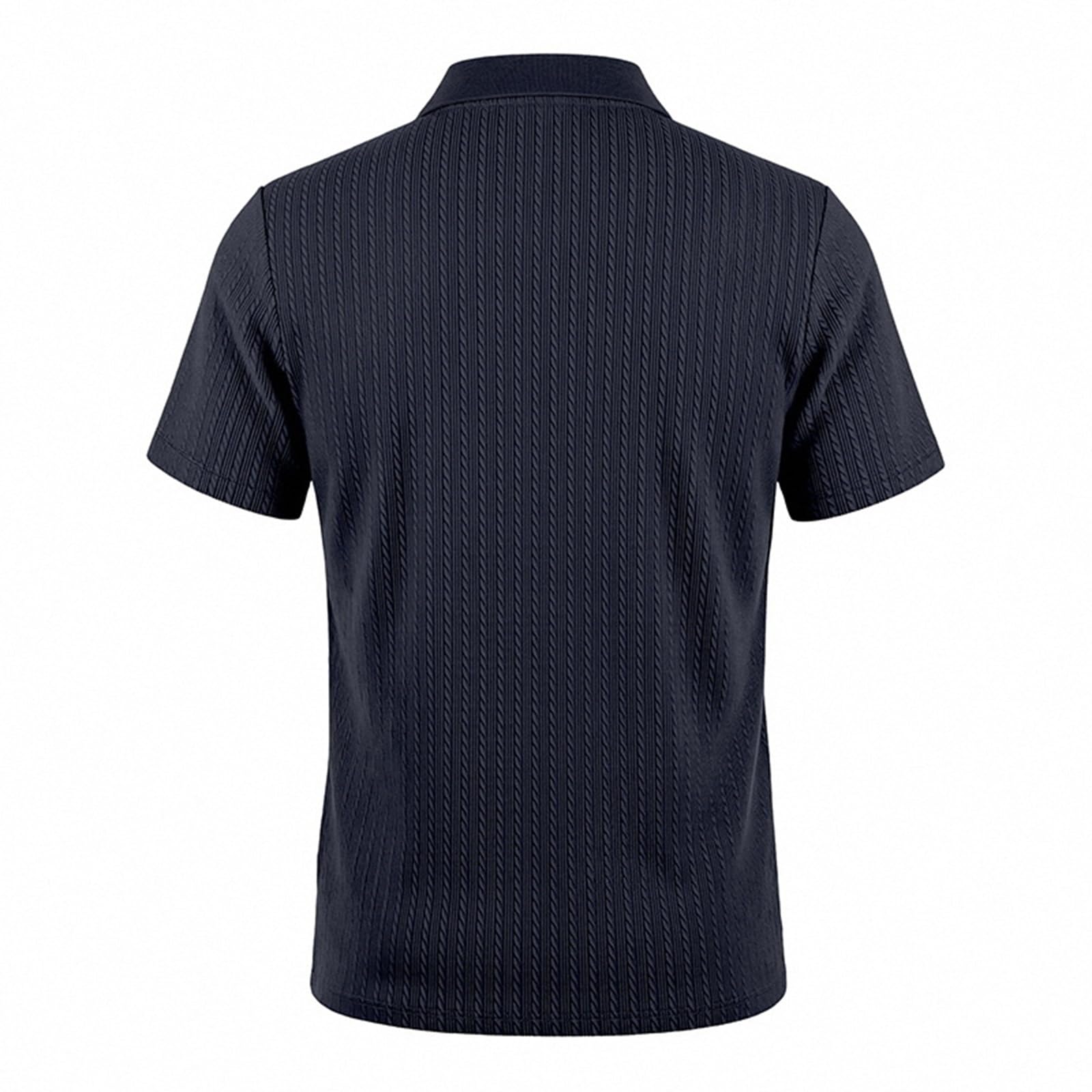 Polo Homme Texturé à Rayures Verticales Col Rabattu Boutonné Manches Courtes Été Confortable Coupe Ajustée Séchage Rapide pour Style Urbain et Décontracté