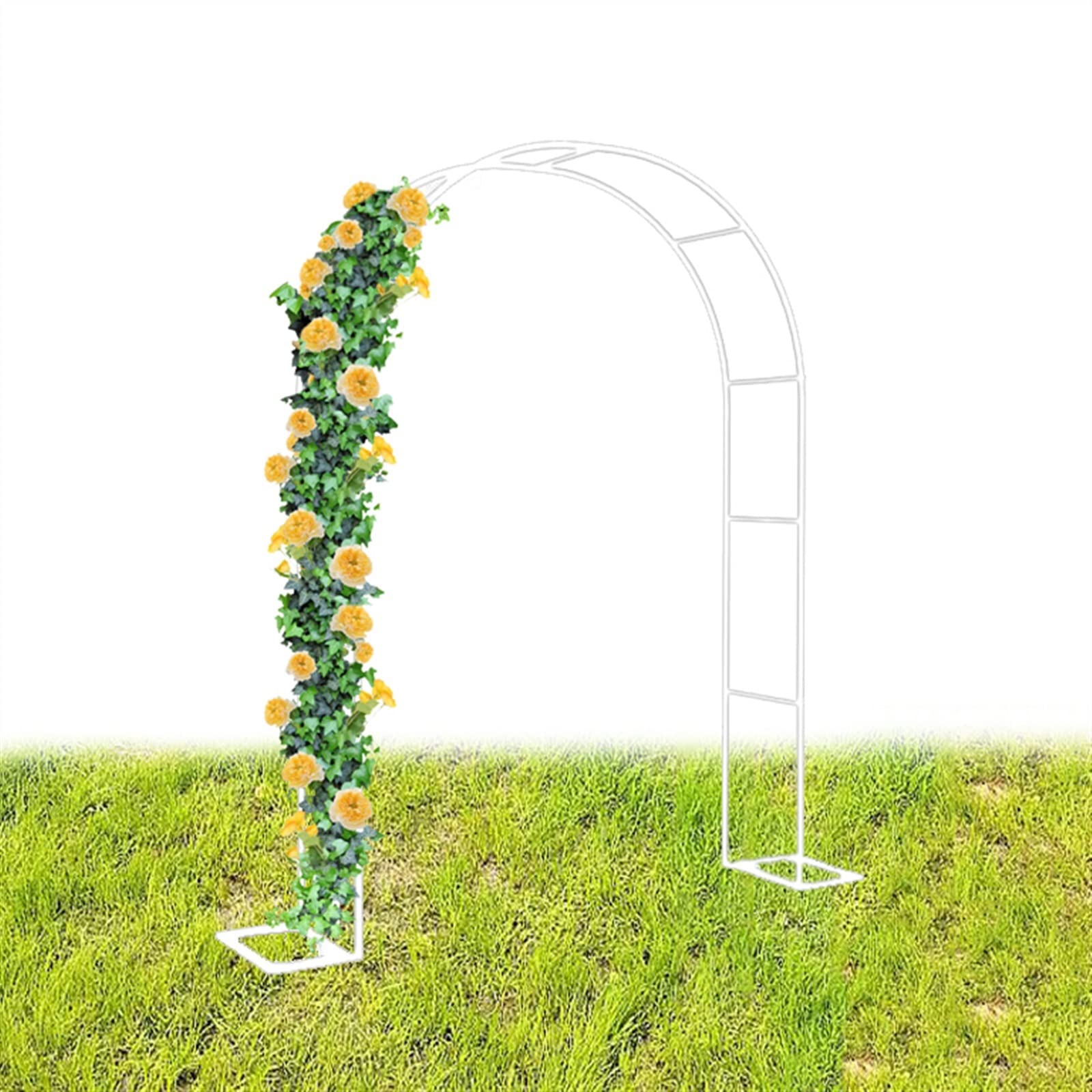 Arche de jardin en métal autoportant blanc avec treillis de support de plantes de rosiers