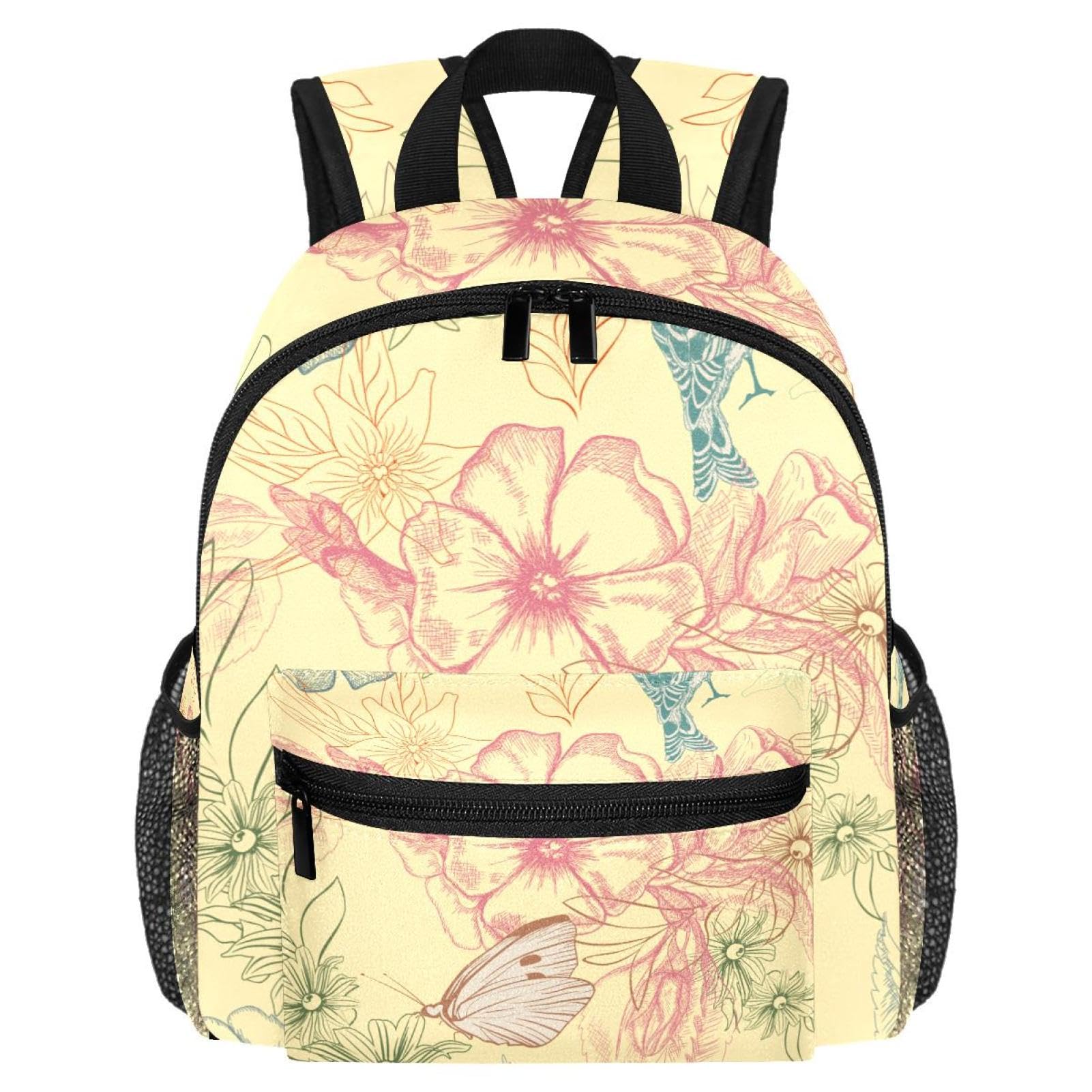 Sac à dos léger à poches bouteille d'eau petit format multicolore papillons oiseaux - 7