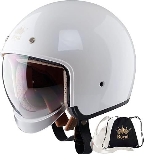 Royal M139 Casco de cara descubierta para motociclismo aprobado por el DOT, protección de impacto multideporte con diseño único y estilo clásico