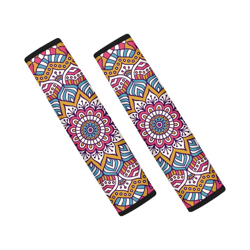 Doodlream 2er Set Sicherheitsgurtpolster Mit Mandala-Druck - Bequeme Schulterkissen Für Auto & Rucksack