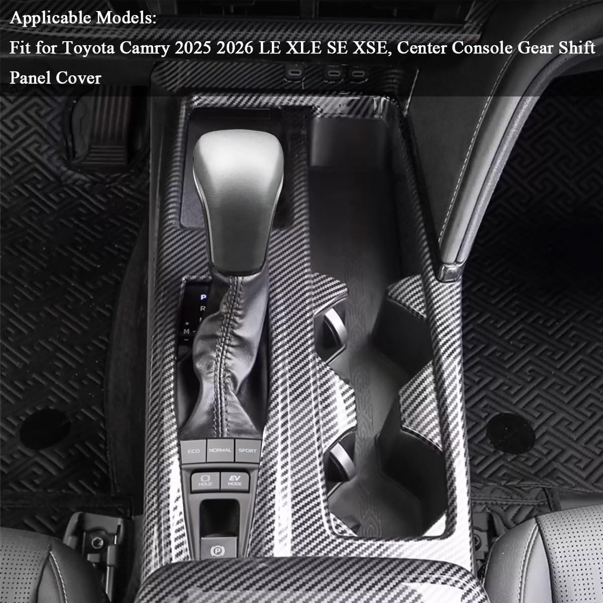 Rifoda Center Console Gear Shift Panel Trim Compatible with Toyota Camry 2025 2026 LE XLE SE XSE Accessories ABS Material Interior Accessories 1PCS (Carbon Fiber)