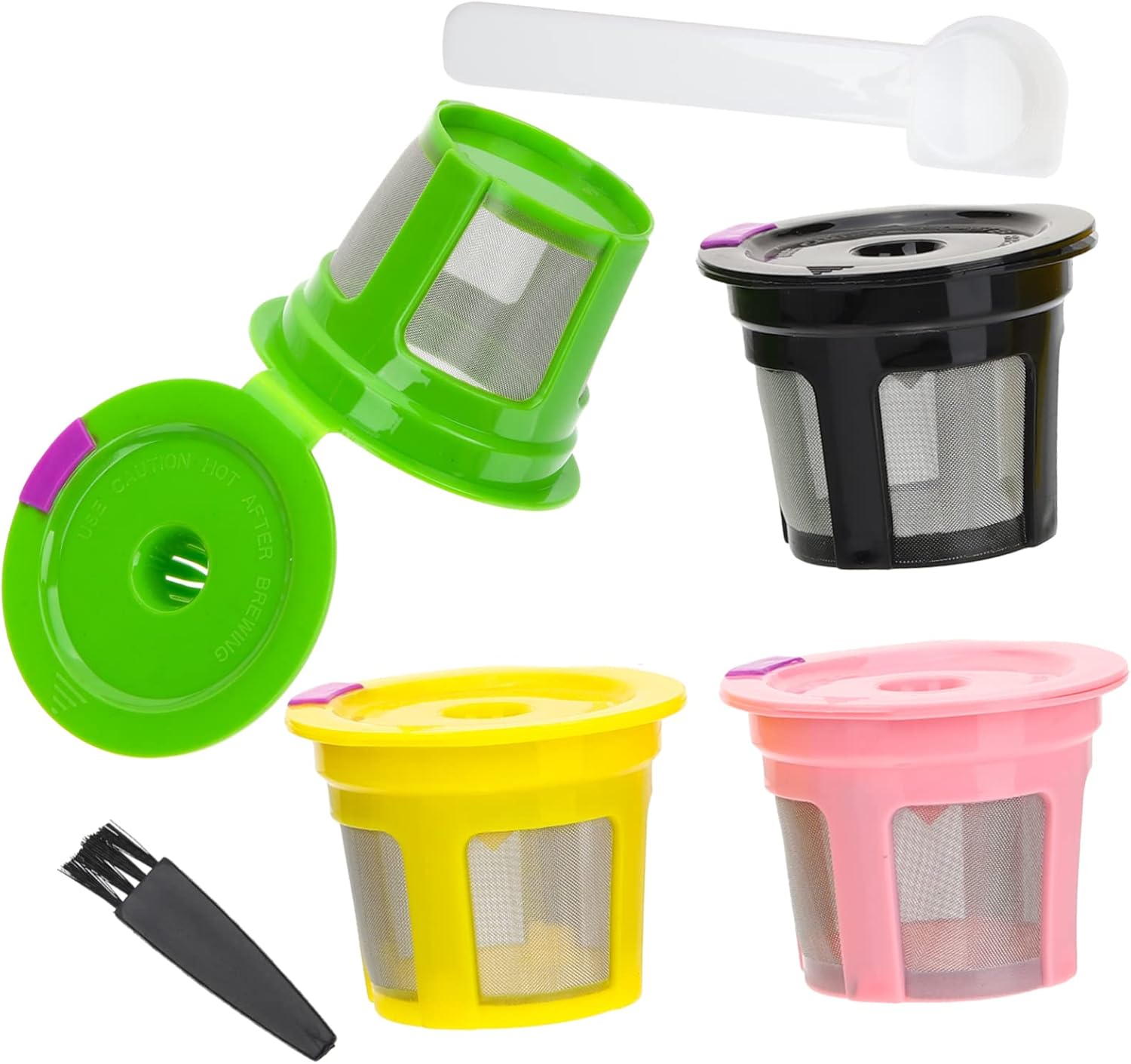 Balacoo 5sets Reusable Plastic Filter Dripper Strainer Espresso Filter Basket Machine Strainer Cup Easy to Fill Powder Capsule Reusable Cup 4pcs*5