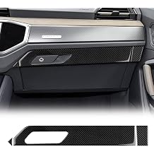 KUNGKIC For Audi Q3 F3 2019 2020 2021 2022 2023 2024 2025 Carbon Fibre Car Dashboard Passenger Side Glove Box Switch Trim Interior Accessories Black