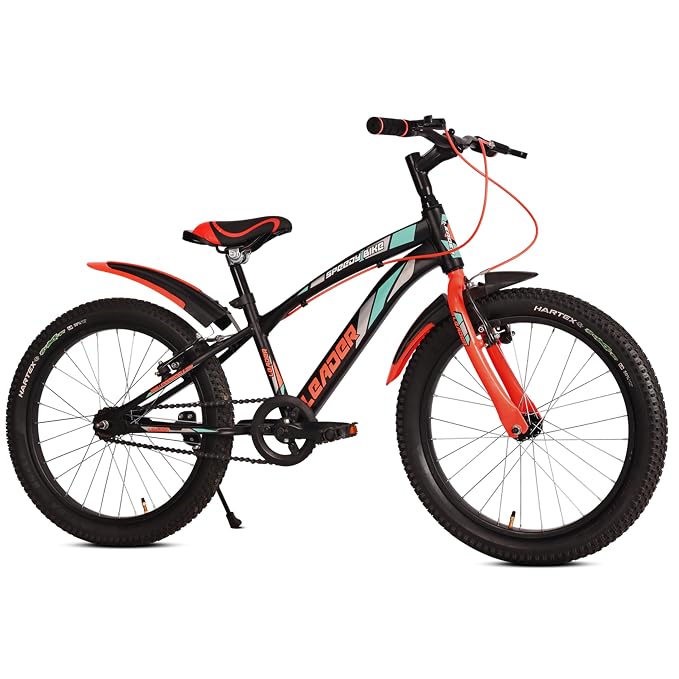 Leader Speedy Bike 20T Kids Cycle for Age 6 to 9 Years (Black/Orange) | Frame Size 12 inches| Unisex Cycle 