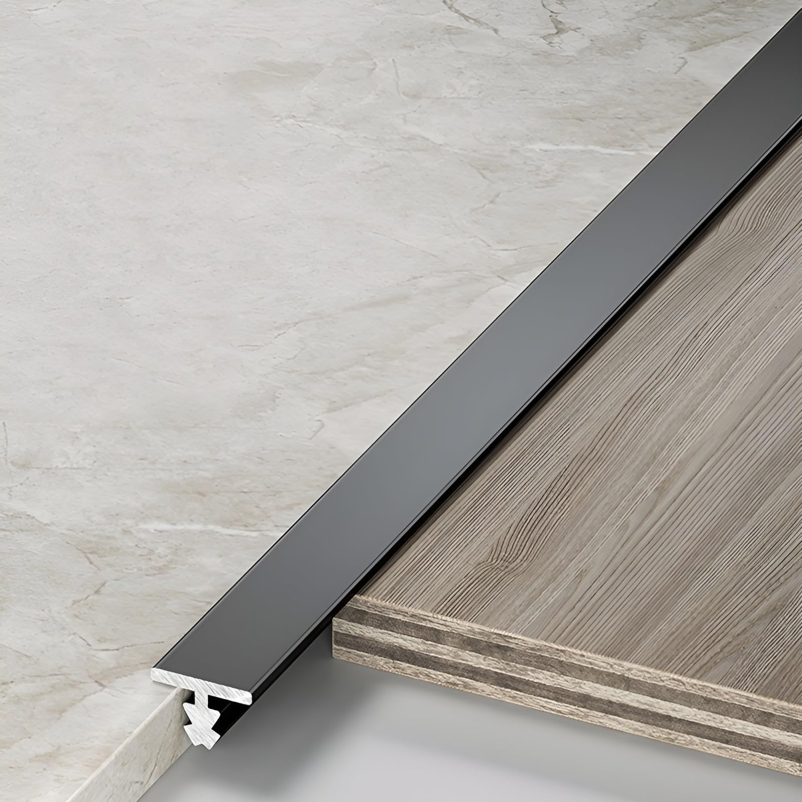 Listwa przejściowa do podłóg, Listwa progowa aluminiowa anodowana 100cm wielokolorowa szer. 0,4-6cm 3 szt(Black,0.6cm)