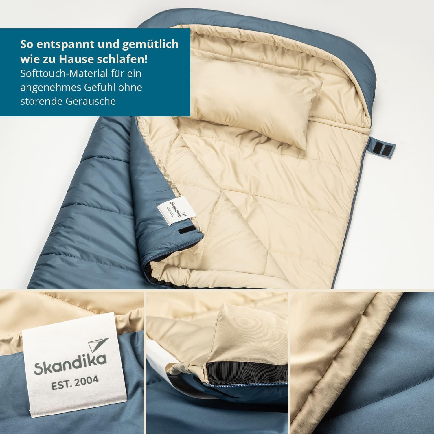 Skandika Schlafsack Oppdal| Deckenschlafsack für Erwachsene, 3 Jahreszeiten, Kompakt, leicht, rechteckig | bis 7 °C, 230 × 90 cm | Outdoor, Camping, Wandern