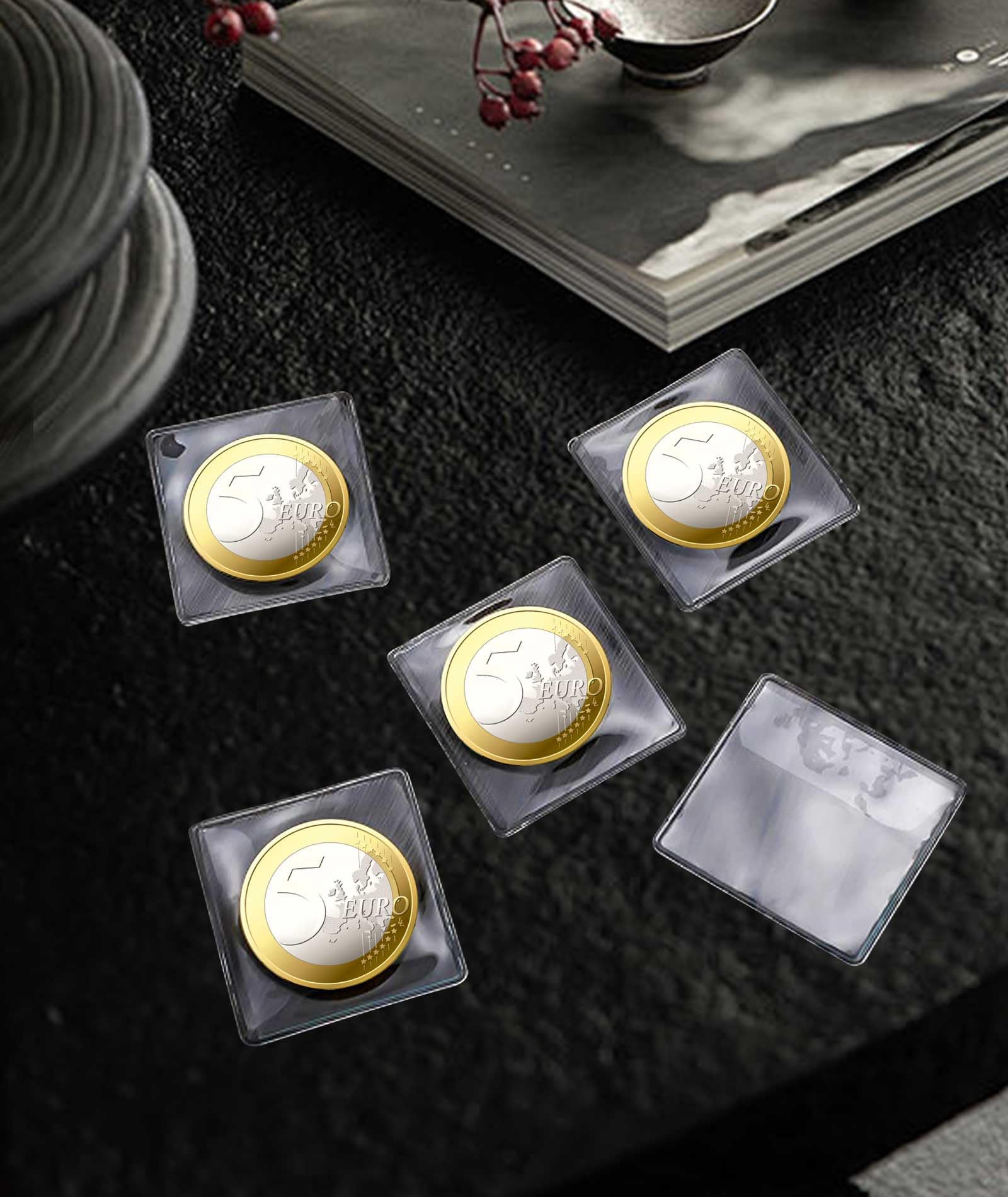 Lot De 200 Pochettes Transparentes Pour Pièces De Monnaie De 5 Cm Pochettes De Protection En Plastique Pour Fournitures De Collection~p144662985