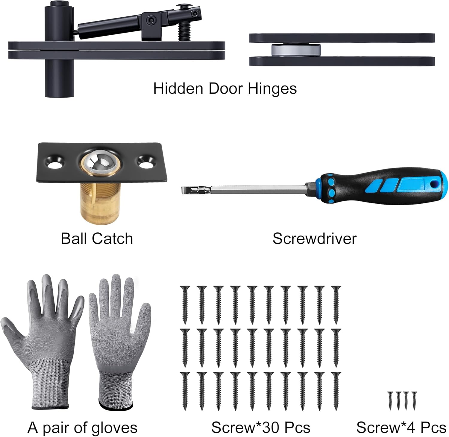 Hidden Door Hinge with Dual-Bearing Design for Silent Operation, 573 LB/260KG Heavy Duty Conceal Hinges, 360° Rotation Pivot Hinge for Secret Doors (Standard)