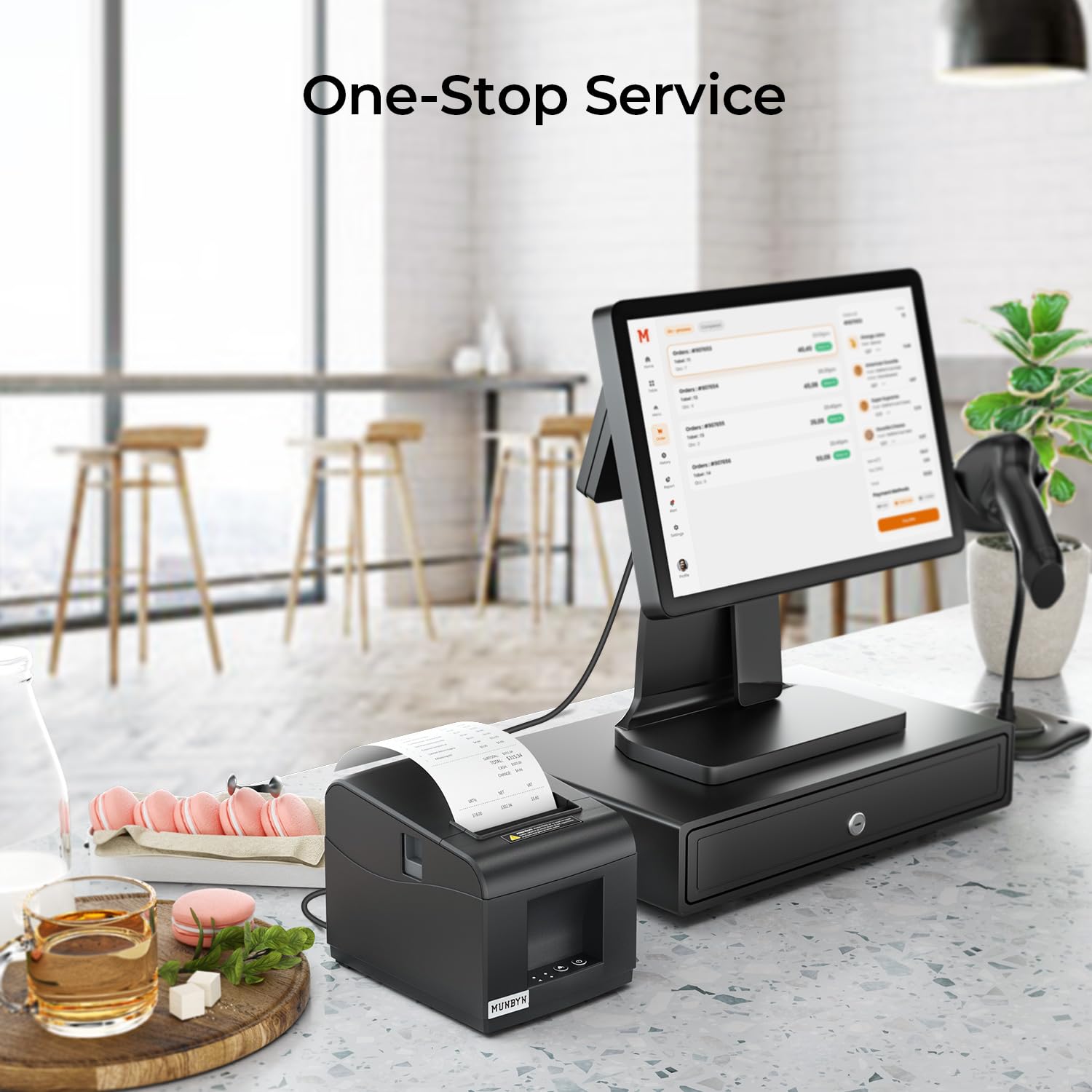 MUNBYN Thermodrucker ITPP072 Bondrukcer 80mm Belegdrucker POS-Drucker mit USB+LAN-Anschluss Quittungsdrucker kompatibel mit Android Windows ChromeOS Linux Unterstützt Keine Bluetooth-Verbindung