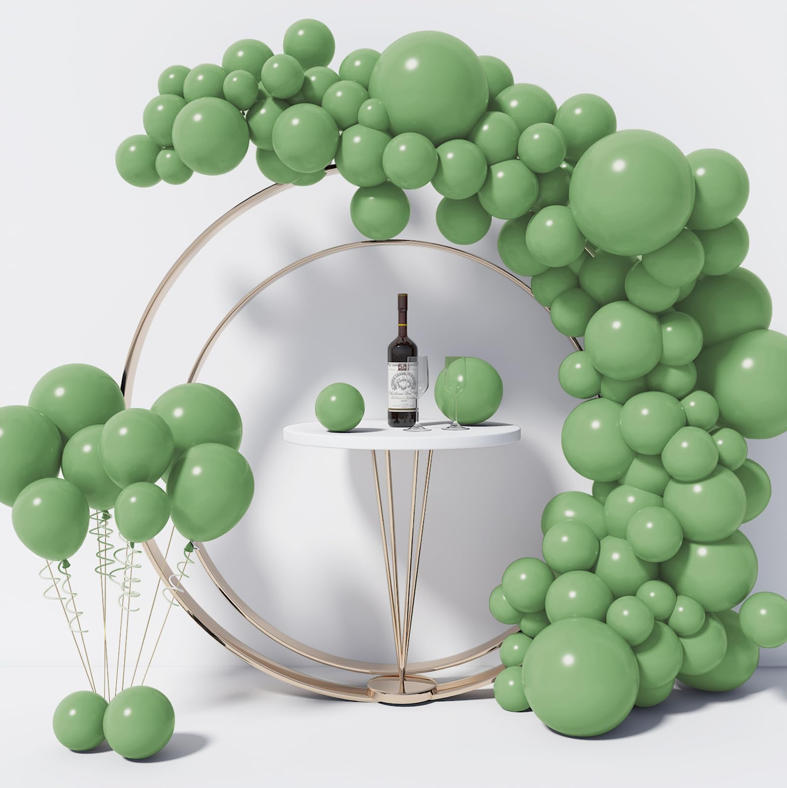 130PCS Sage Green Balloons Different Sizes 18