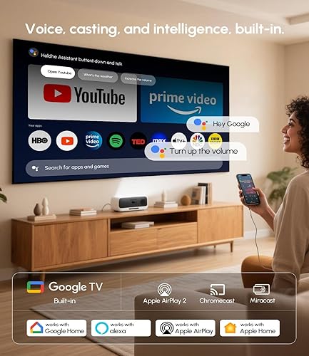 Miniatura 3 de Ultra HD Google TV Projector 4K , HDR10+ 2200 ANSI High-Bright Home Theater Projector - ToF CMOS AutoFocus, WiFi6 Bluetooth, 30W Speaker Dolby