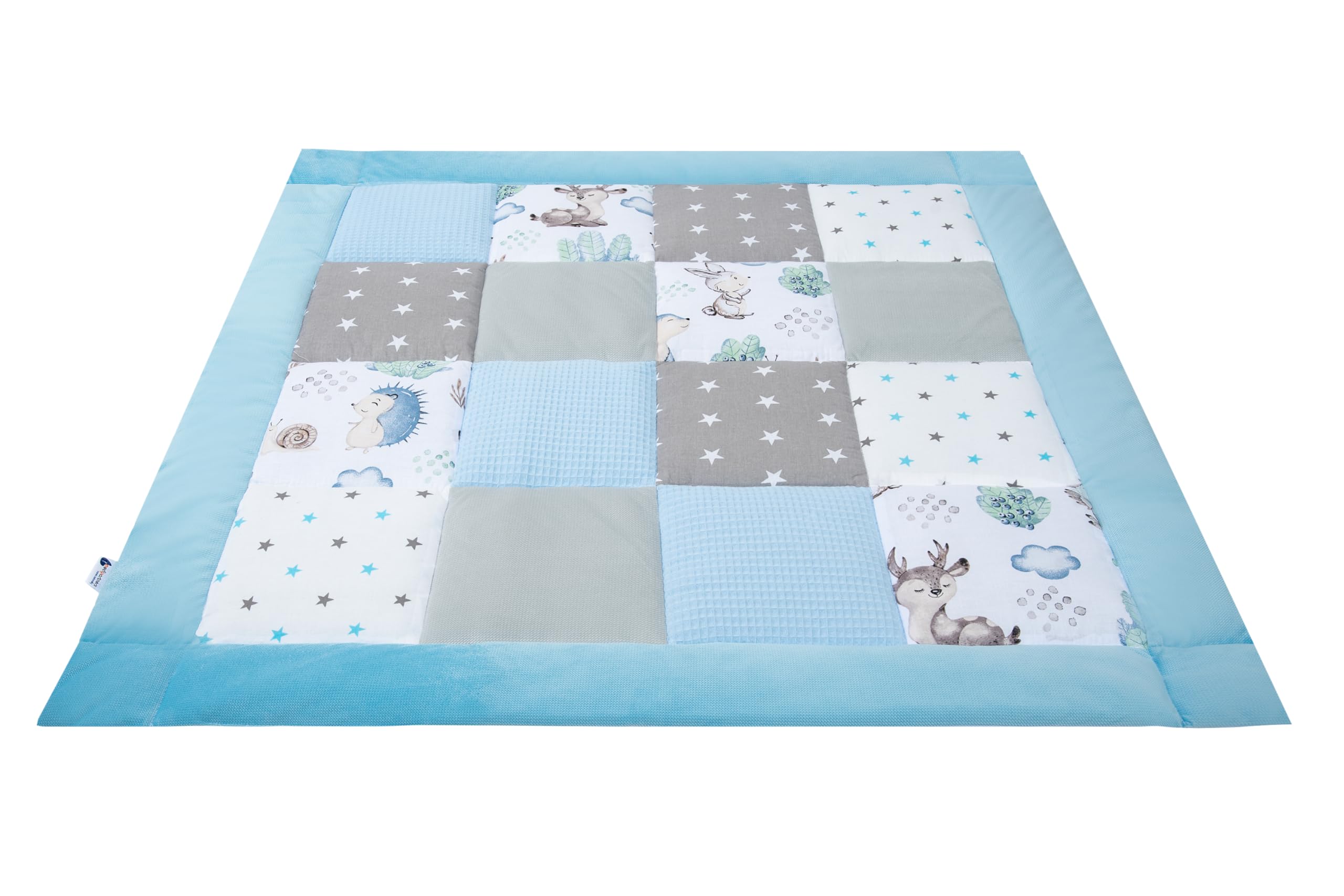 Medi Partners Tapis d'éveil Bebe de Sol Motricité bébé Parc Enfant Jeux 100x100cm - 100% Coton Couverture Naissance Pliable Multifonctionnel Mat Épais Doux Eveil Oeko-Tex (Cerfs et hérissons) - 4