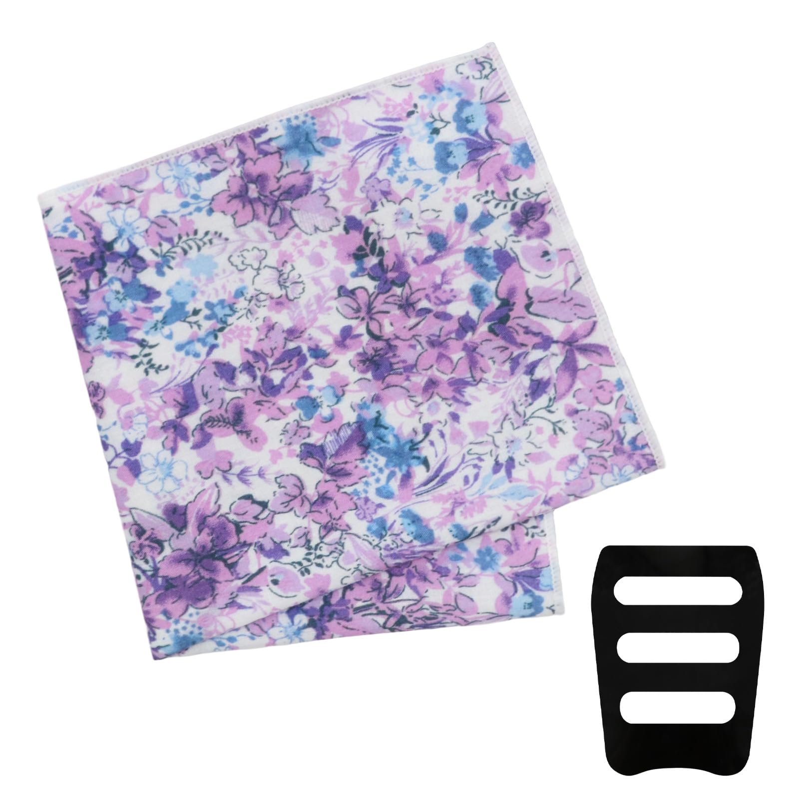 Floral Pocket Squares for Men with Holder Printed Flower Mens Handkerchief Cotton Suit Pocket Hanky for Wedding