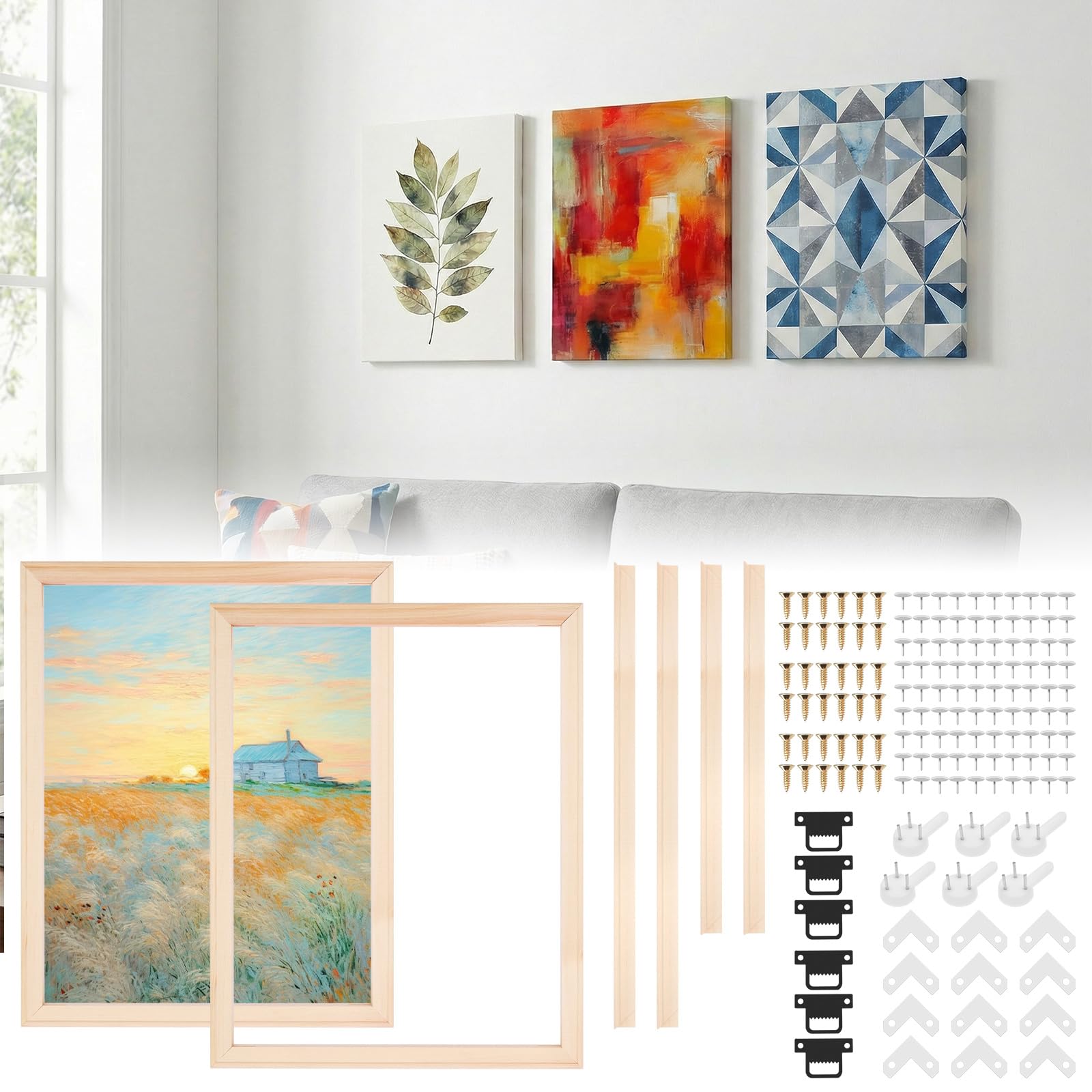 Qinglang Wood 3 Pack En Frames Canvas Stretcher Bars 40 X 50Cm Solid Pine Diy Frames Kit With Hardware Self Assembly Canvas Frame For Oil Paintings Number Painting