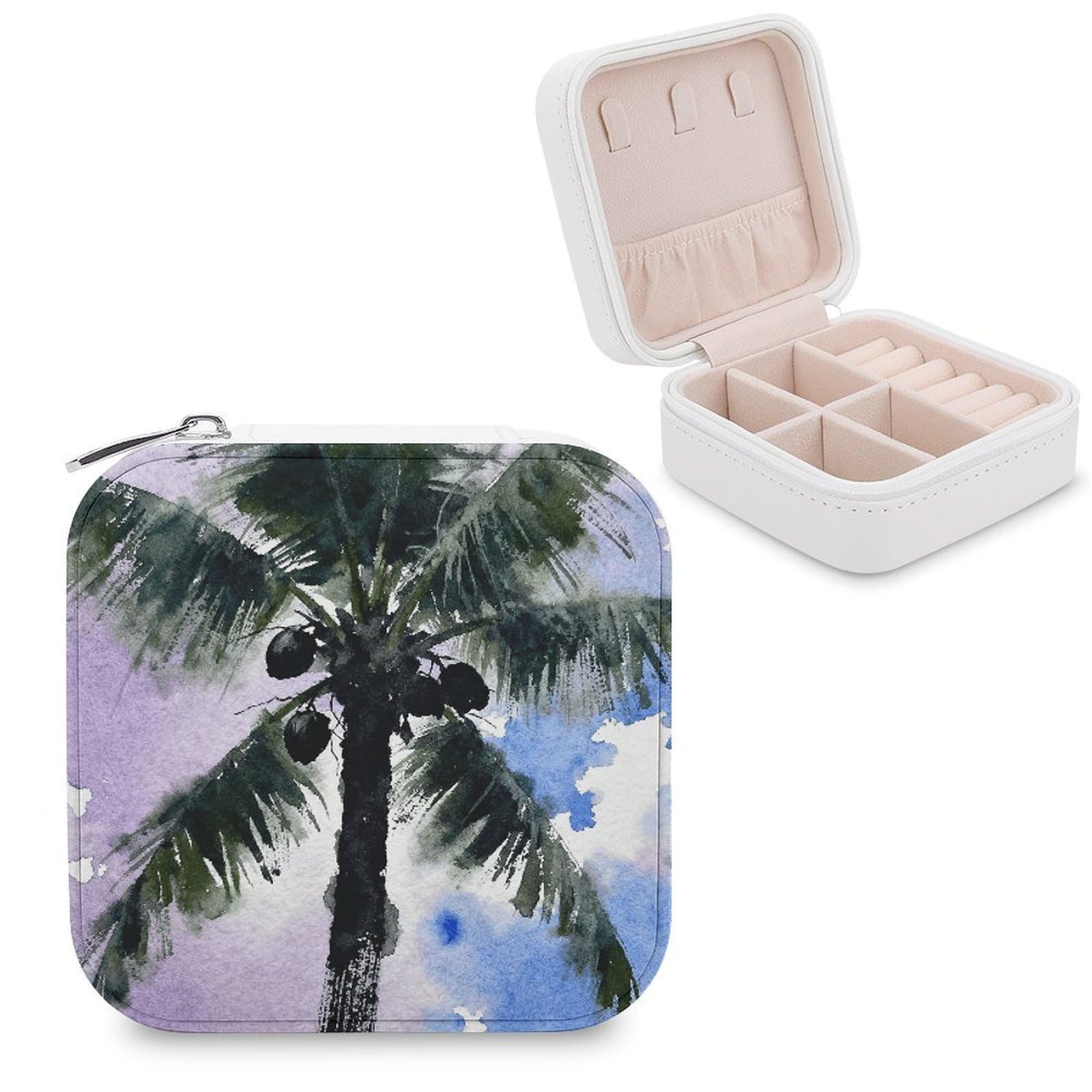 VstaDank Black Coconut Tree Jewelry Box Beautiful Portable Ring Boxes Cute Large-Capacity Jewelry Case Jewelry Organizer for Mothers Gifts for Earrings Rings Hand Bracelet