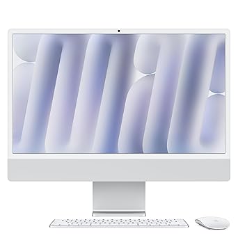 Apple 2024 iMac All-in-One Desktop Computer with M4 chip with 10-core CPU and 10-core GPU: Built for Apple Intelligence, 60.96 cm (24″) Retina Display, 16GB Unified Memory, 512GB SSD Storage; Silver - image, photos