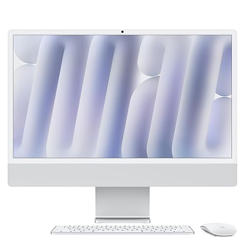 Apple 2024 iMac All-in-One Desktop Computer with M4 chip, 10-core CPU, 10-core GPU: Built for Apple Intelligence, 24-inch Display, Nano-Texture Glass, 16GB Unified Memory, 256GB SSD Storage; Silver - Nano-Texture Glass - 16GB Unified Memory, 256GB SSD Storage - Silver - without AppleCare+