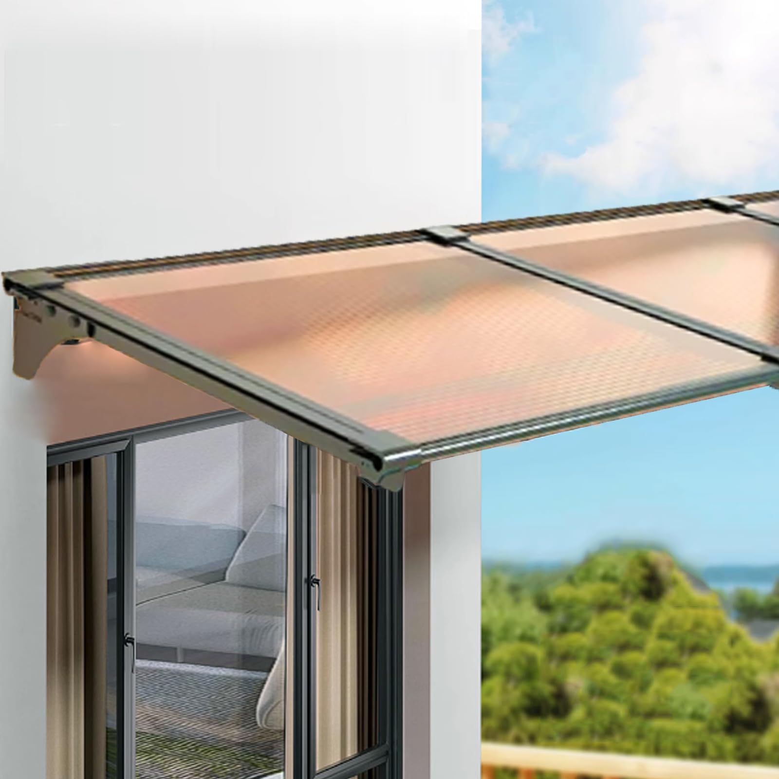 GJMSSMY Modern Door Canopy, Aluminum Sun and Rain Protection Awning, Outdoor Garden Door Shelter, Customizable Entryway Cover (65x50cm/26x20)